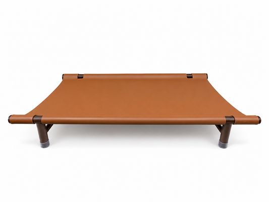 Tail Furniture Tail Furniture⢠Luxe Leather Elevated Pet Cot Bed ā Modern Cooling Dog & Cat Lounge In-stock: Ready to ship
