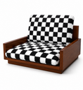 Load image into Gallery viewer, Tail Furniture Checkerboard Plush Pet Lounge Chair – Modern Wooden Dog & Cat Sofa Bed