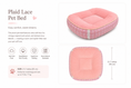 Load image into Gallery viewer, Tail Furniture Pink Plaid Lace Calming Pet Bed – Ultra Soft Plush Dog & Cat Bed for Small Pets