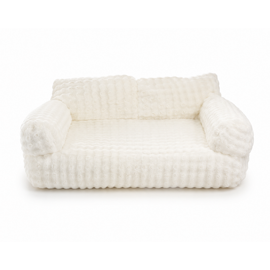 Tail Furniture Ivory Cloud Sofa Pet Bed™ – Ultra Plush Calming Dog & Cat Bed