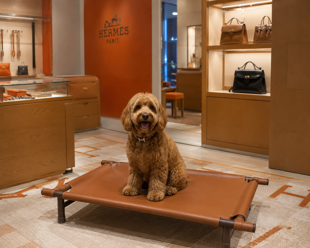 Tail Furniture Tail Furniture™ Luxe Leather Elevated Pet Cot Bed – Modern Cooling Dog & Cat Lounge