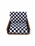Load image into Gallery viewer, Tail Furniture Navy Checkered Plush Pet Sofa Bed – Luxury Wooden Dog & Cat Lounge Chair
