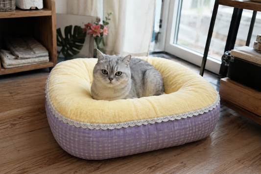 Tail Furniture Cozy Cottage Plaid Pet Bed for Cats & Small Dogs