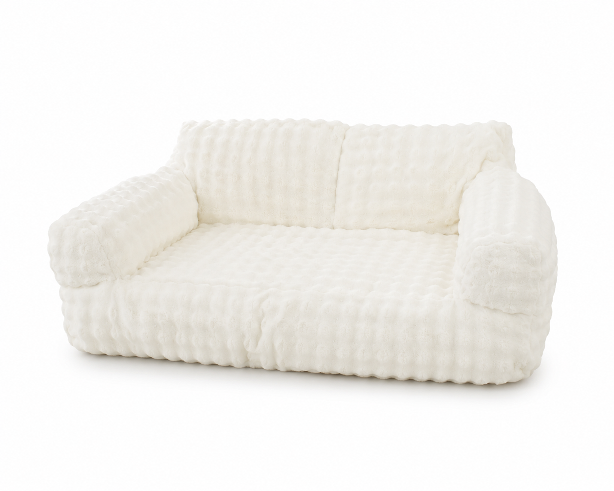 Tail Furniture Ivory Cloud Sofa Pet Bed™ – Ultra Plush Calming Dog & Cat Bed