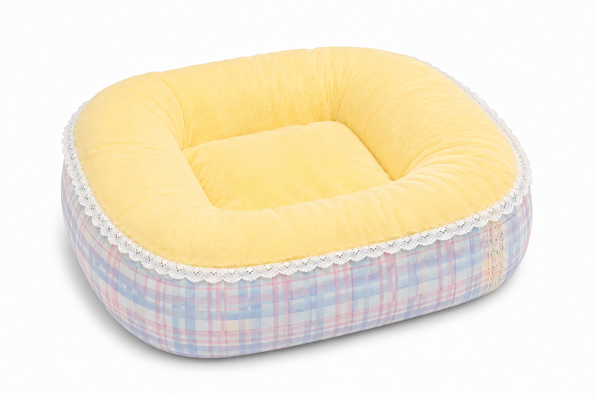 Tail Furniture Cozy Cottage Plaid Pet Bed for Cats & Small Dogs